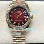 Swiss Quality Copy Rolex Datejust 31mm Yellow Gold Red Dial Diamond Ladies Watch 